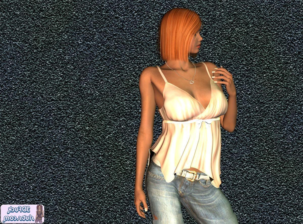 16P Redhead toon babe in shirt and jeans