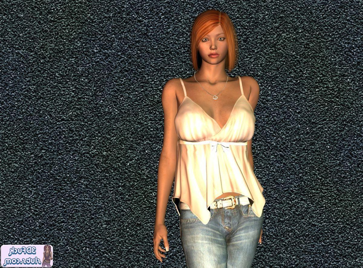 16P Redhead toon babe in shirt and jeans