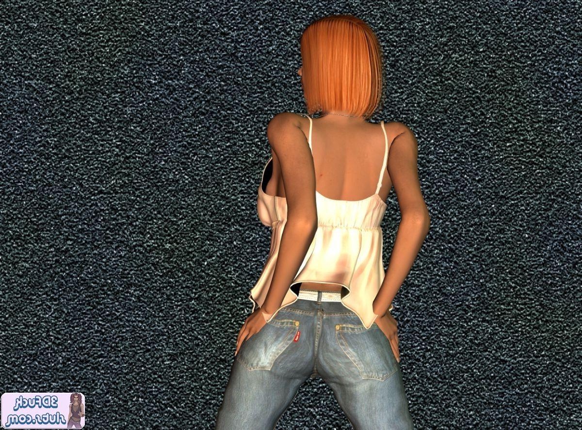 16P Redhead toon babe in shirt and jeans