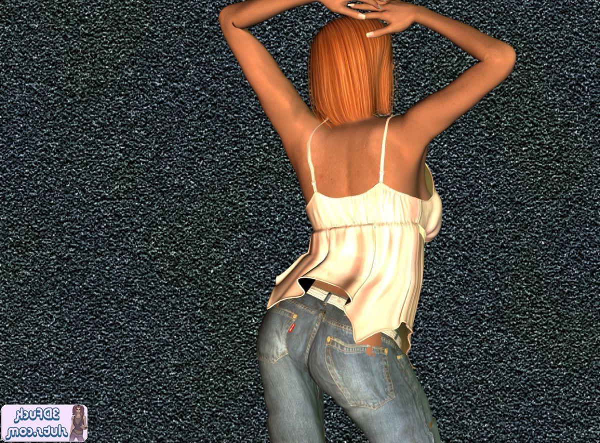 16P Redhead toon babe in shirt and jeans