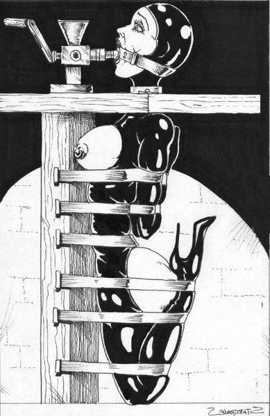 15P sick and twisted female bondage art work and draws