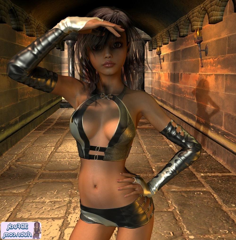16P Cute Tomb Raider toon girl exploring