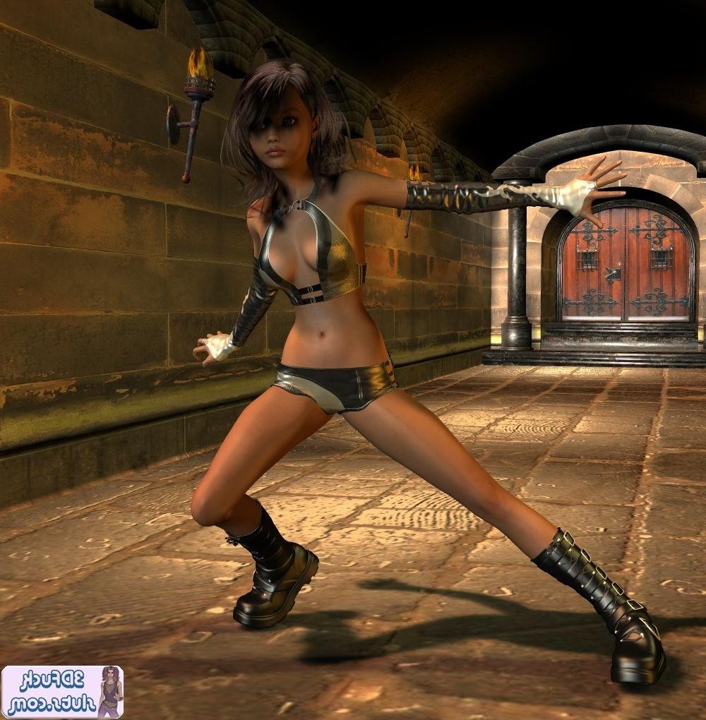 16P Cute Tomb Raider toon girl exploring
