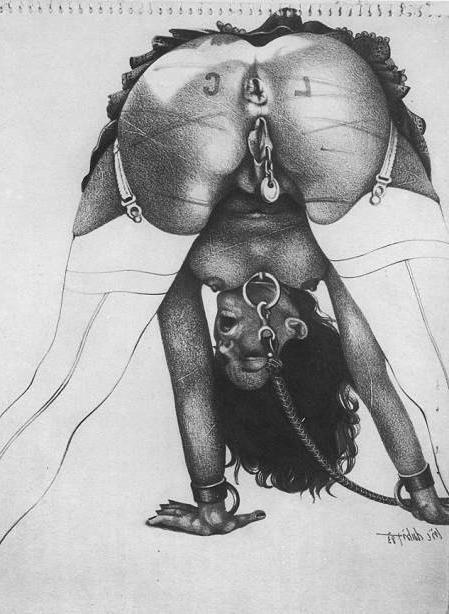 15P classic evil painful female rope and leather bondage artworks