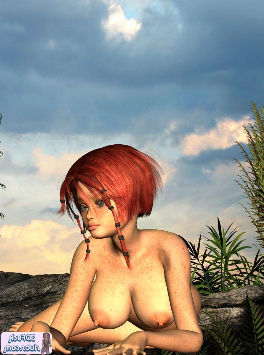 16P Nude redhead toon babe outdoors