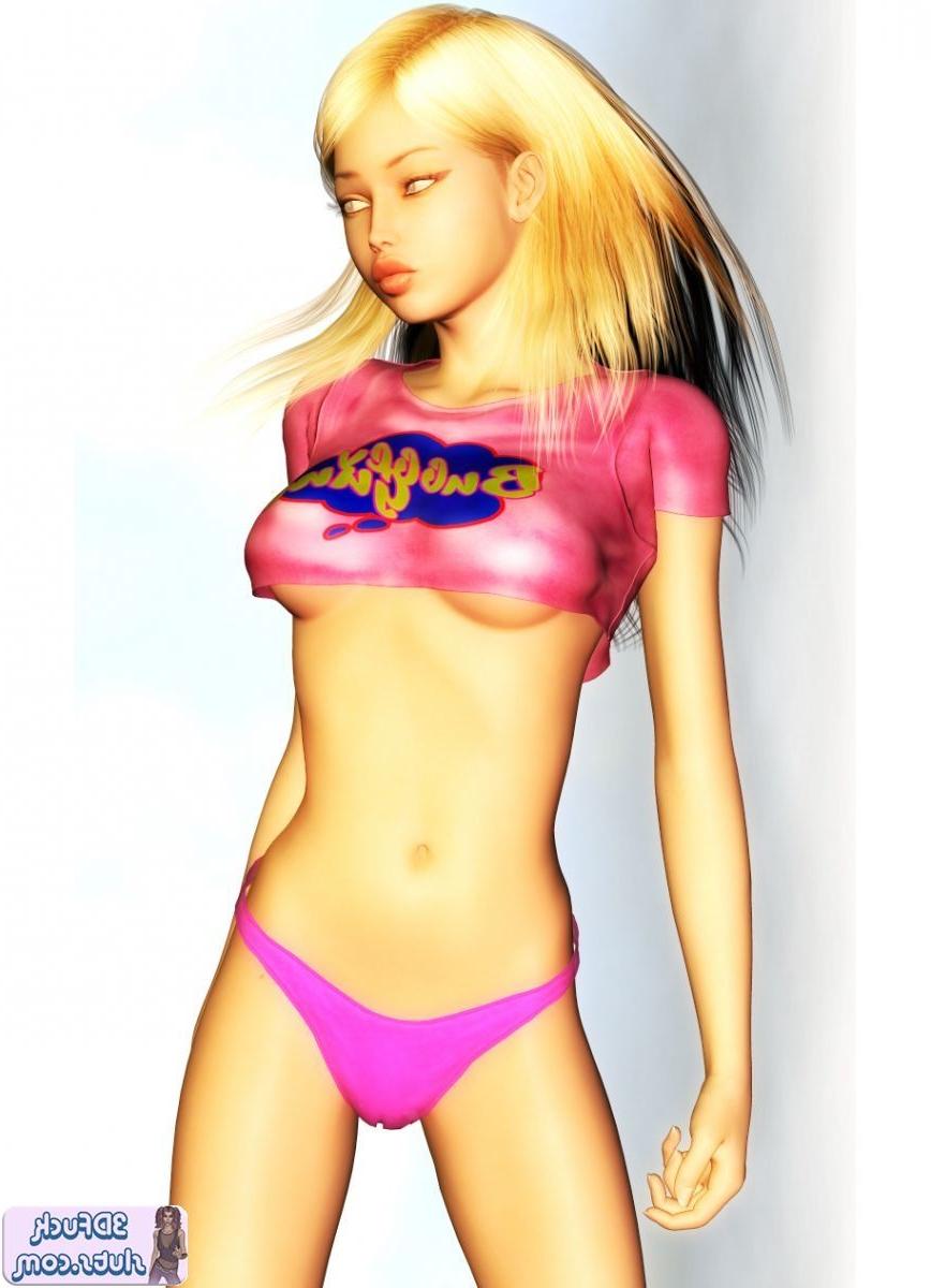 16P Blonde toon girl shows underboob