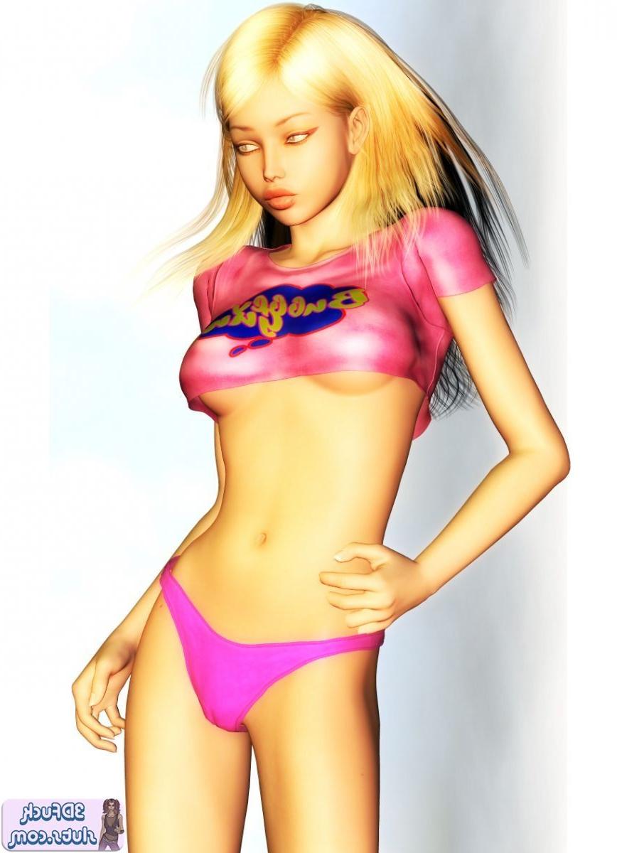 16P Blonde toon girl shows underboob