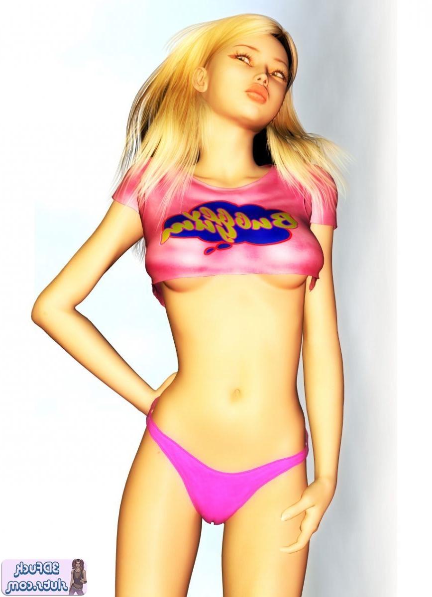 16P Blonde toon girl shows underboob