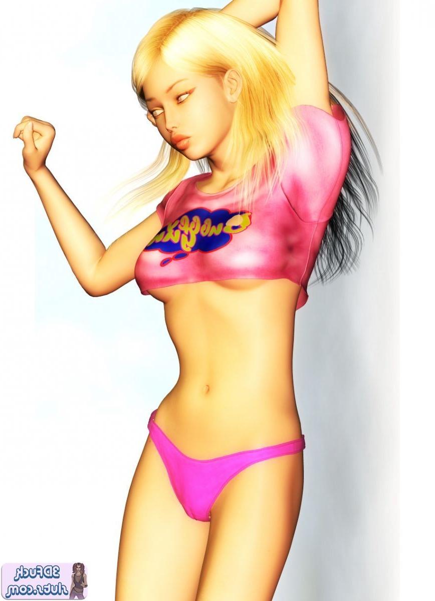 16P Blonde toon girl shows underboob