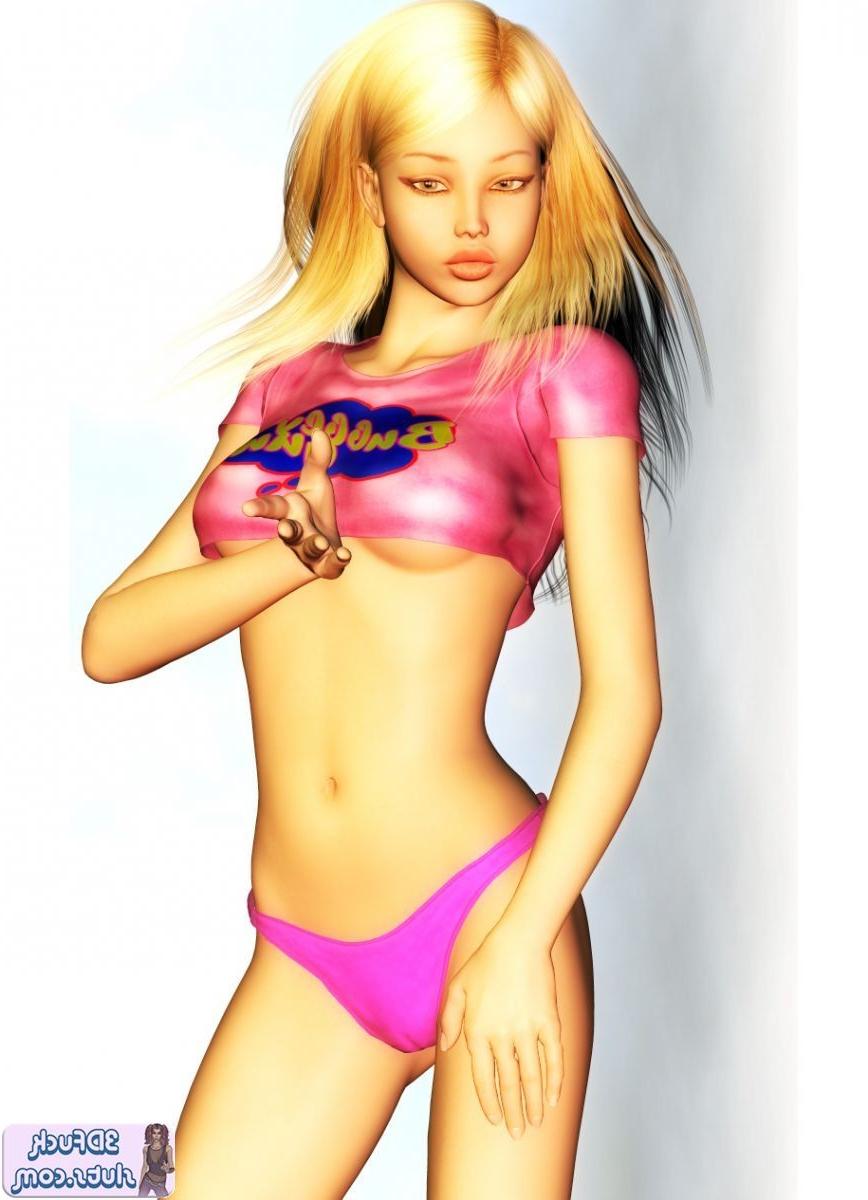 16P Blonde toon girl shows underboob