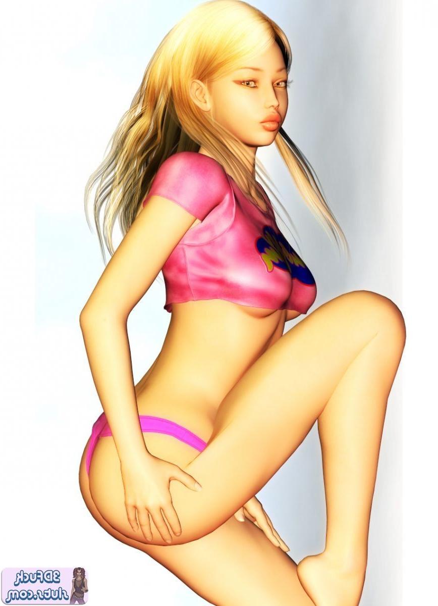 16P Blonde toon girl shows underboob