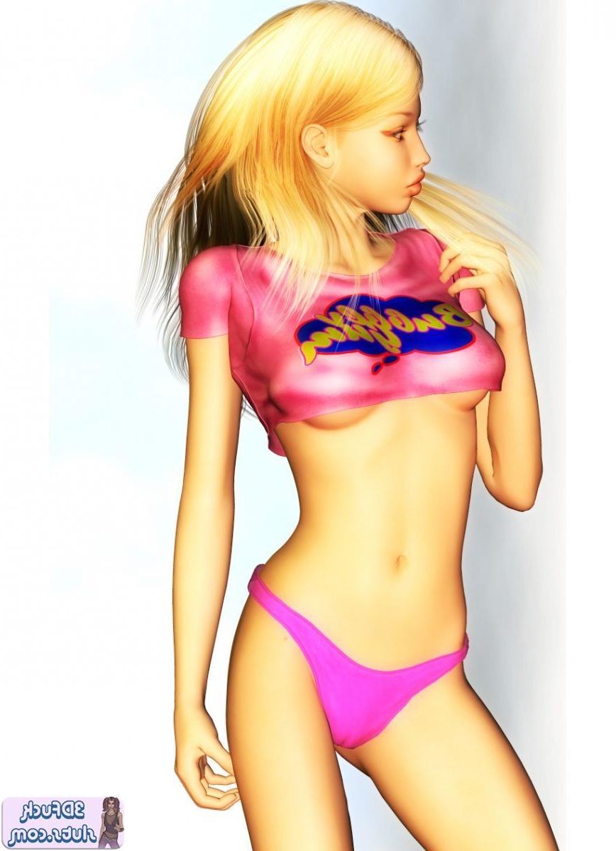 16P Blonde toon girl shows underboob