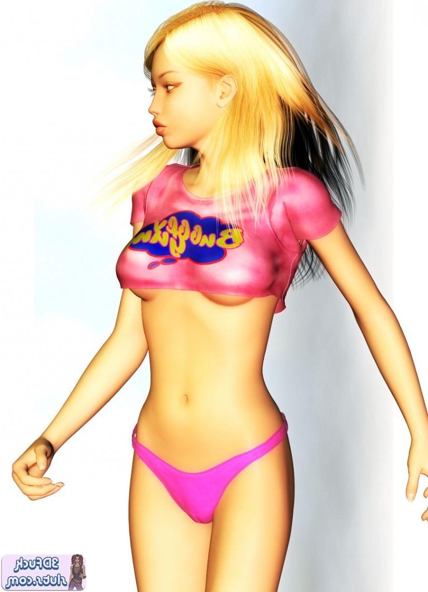 16P Blonde toon girl shows underboob