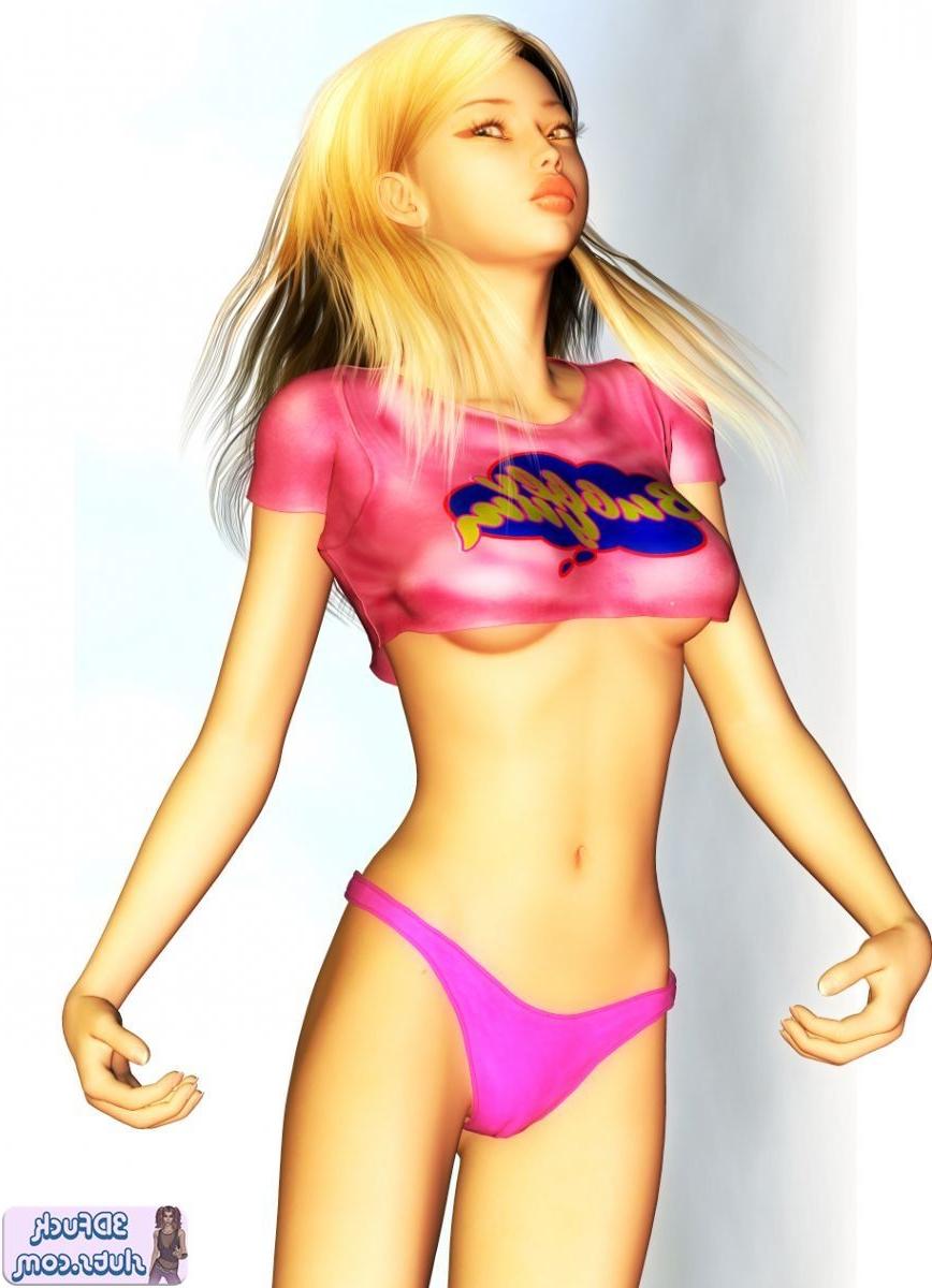 16P Blonde toon girl shows underboob