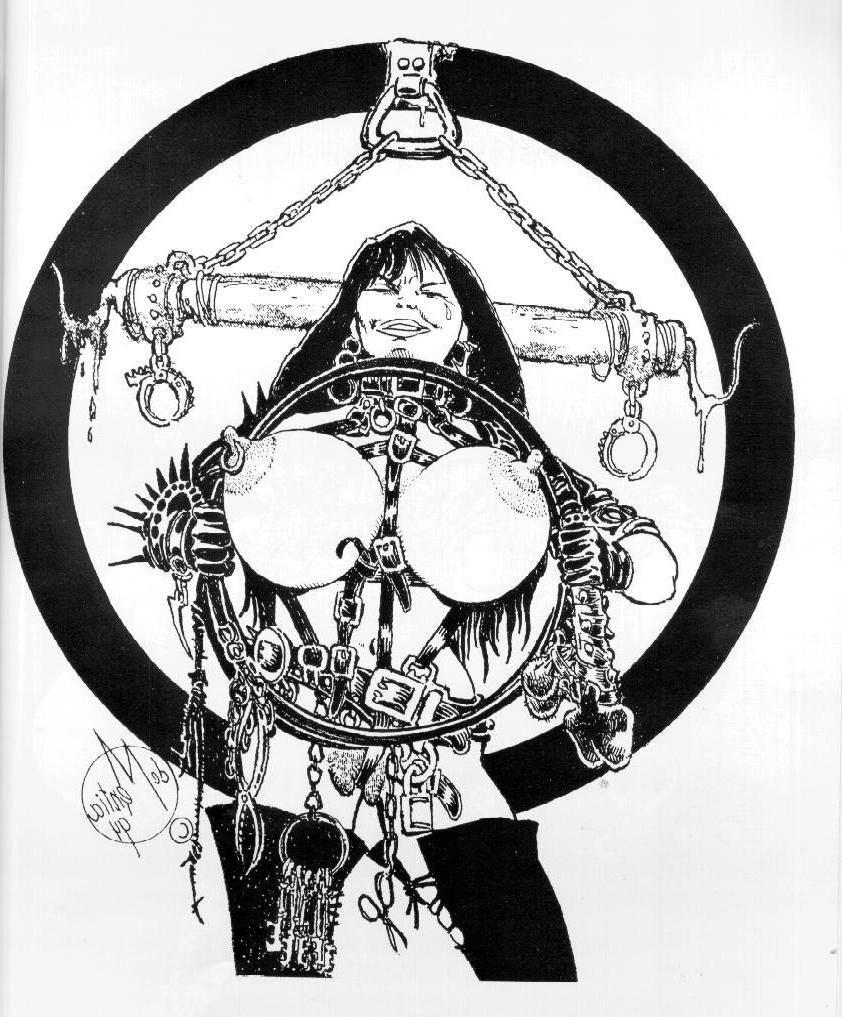 15P demented bondage artwork and evil female rope tied artwork
