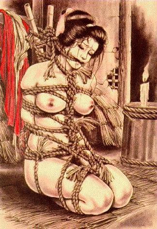 15P extreme japanese rope fetish art and classic drawings