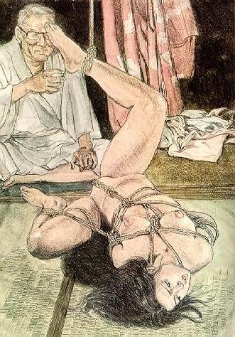 15P extreme japanese rope fetish art and classic drawings