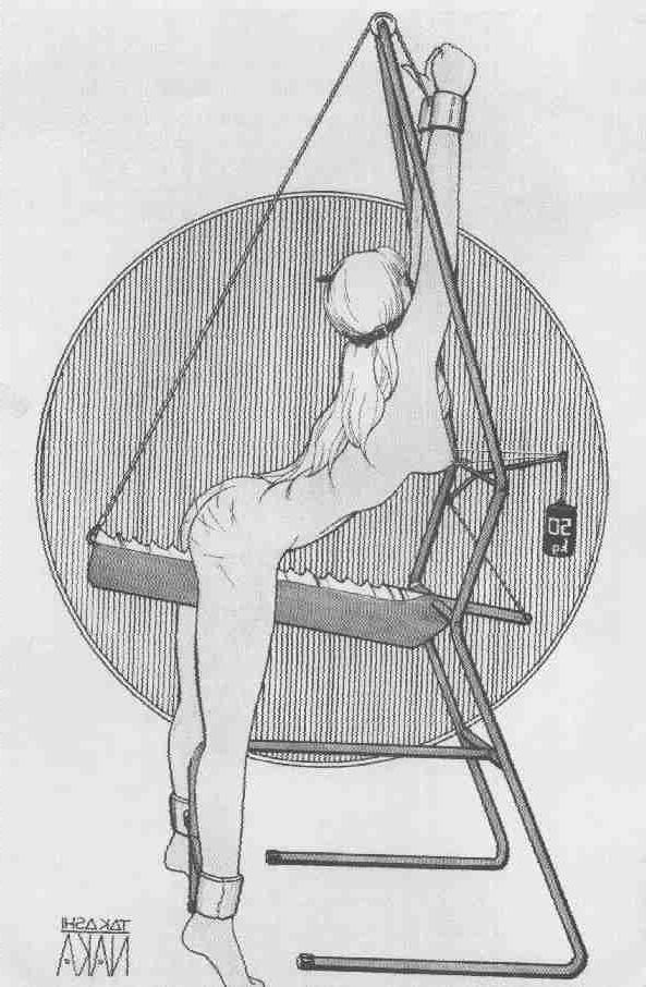 15P hard rope tied female painful bondage artworks