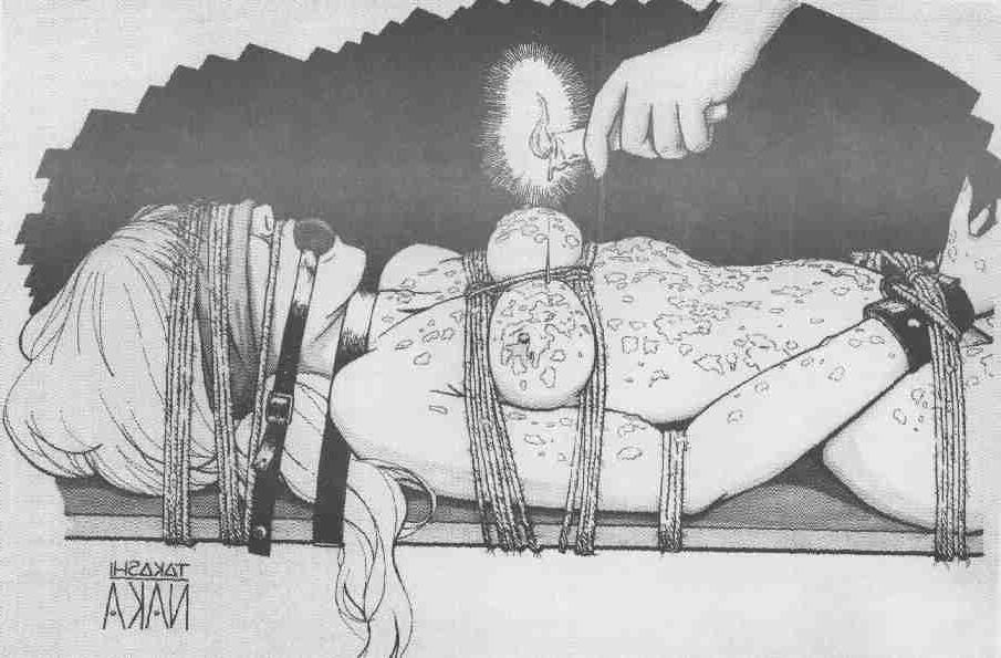 15P hard rope tied female painful bondage artworks