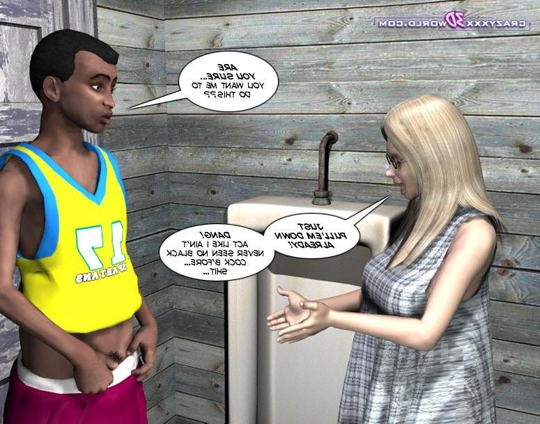 16P Busty teen blonde seducing black guy in a bathroom