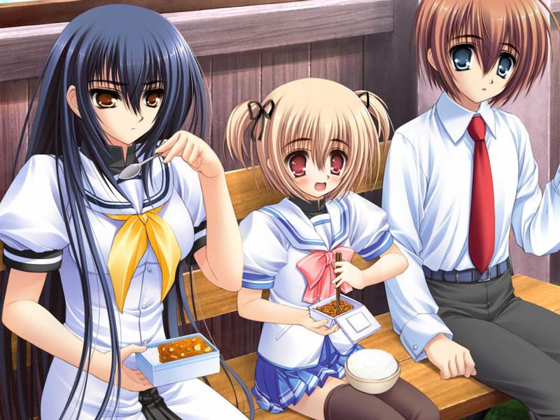 18P Thin hentai schoolgirls in short skirts with white cute panties