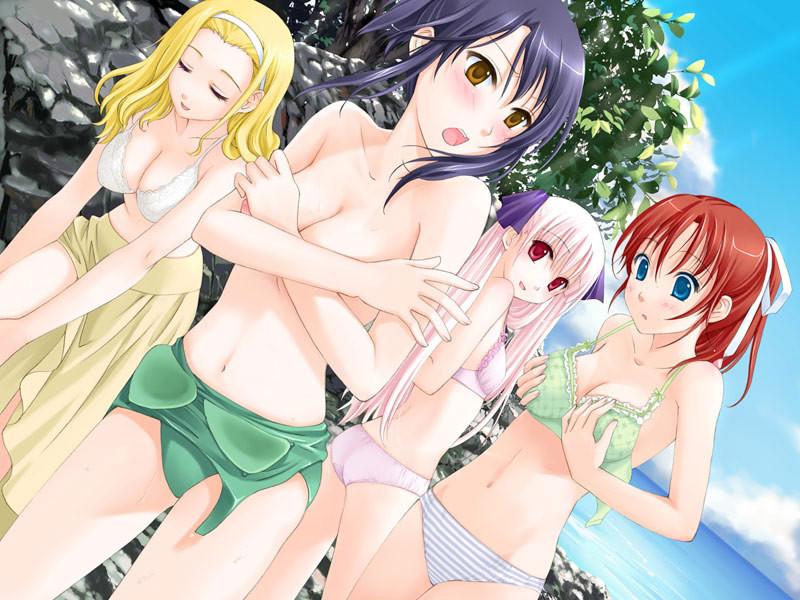 20P Beautiful summer hentai teens with big breasts in bathing suits