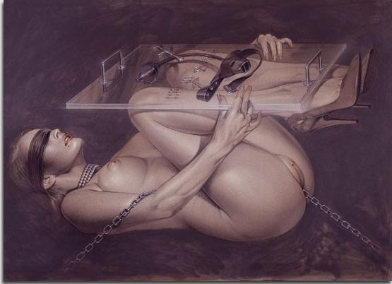 15P insane female rope and chain bdsm art