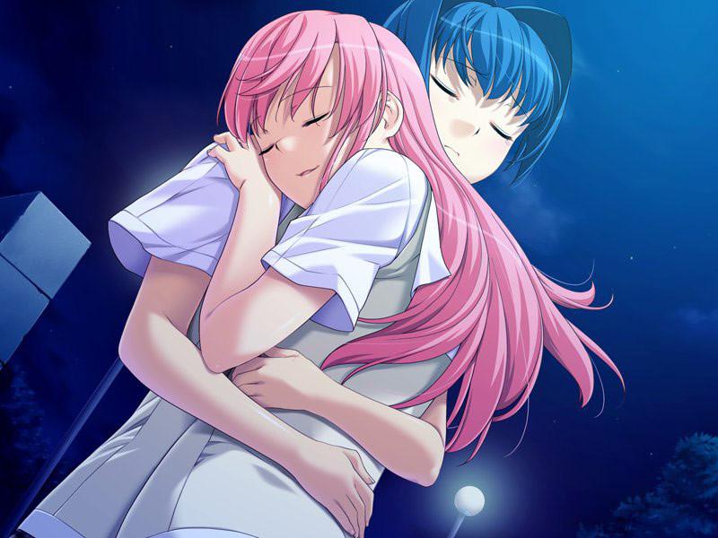 19P Beautiful pink and blue haired hentai sisters with big breasts