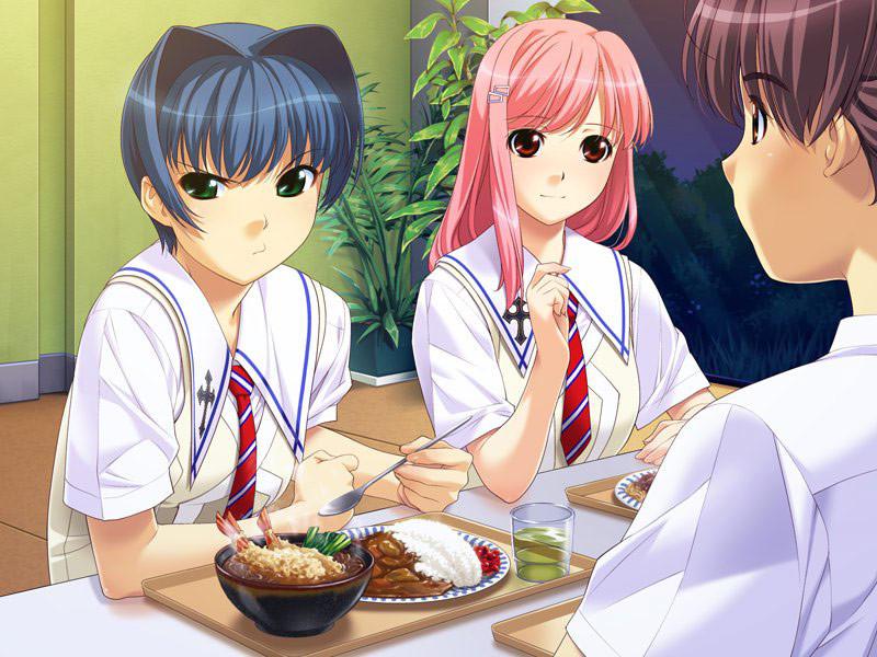 19P Beautiful pink and blue haired hentai sisters with big breasts