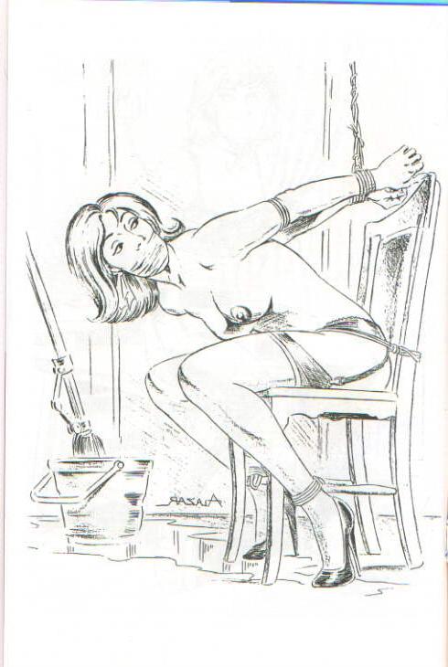 15P vintage drawings of rope bound women