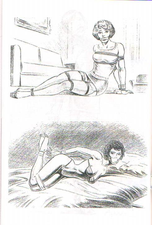 15P vintage drawings of rope bound women