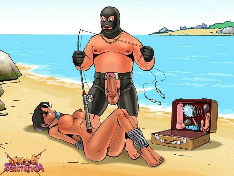 15P Bondage cartoon sex on the beach with Bruce Bond