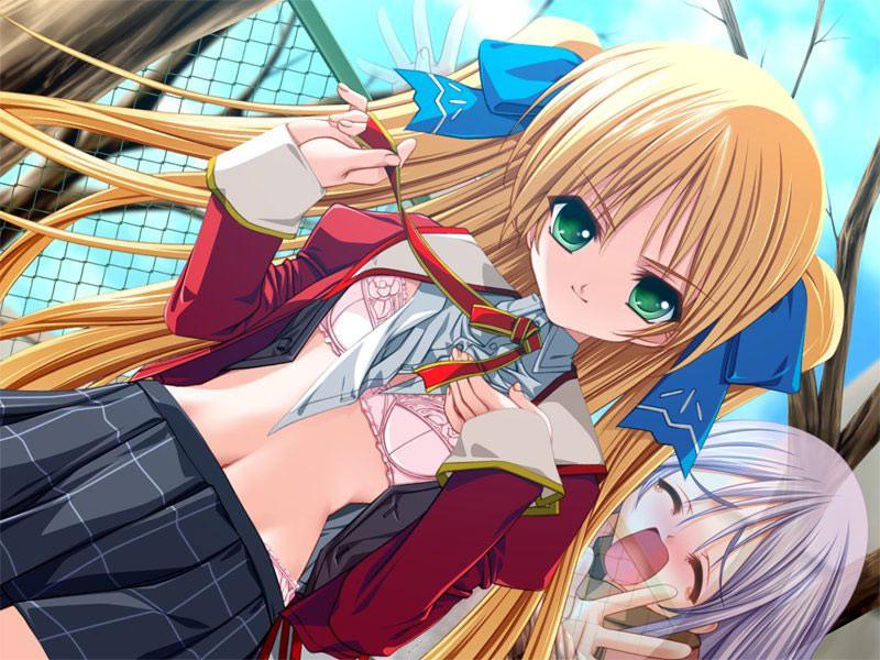 20P Cute hentai schoolgirls with short skirts and cotton panties
