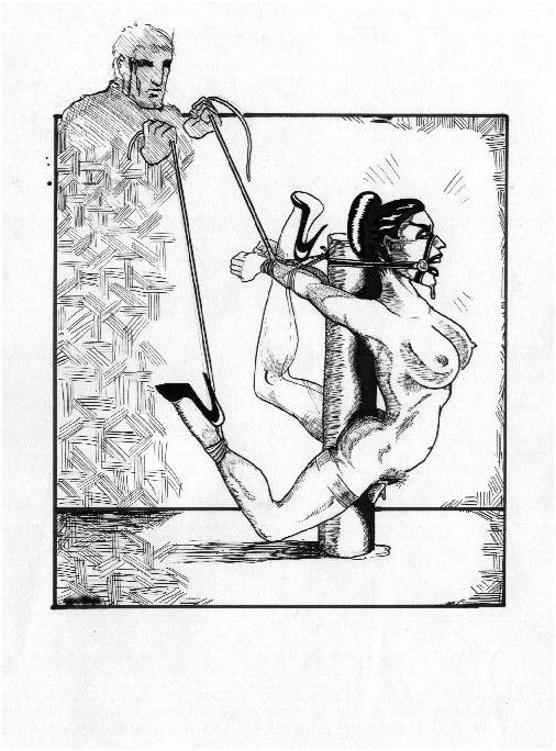 15P erotic contortion bondage art drawings