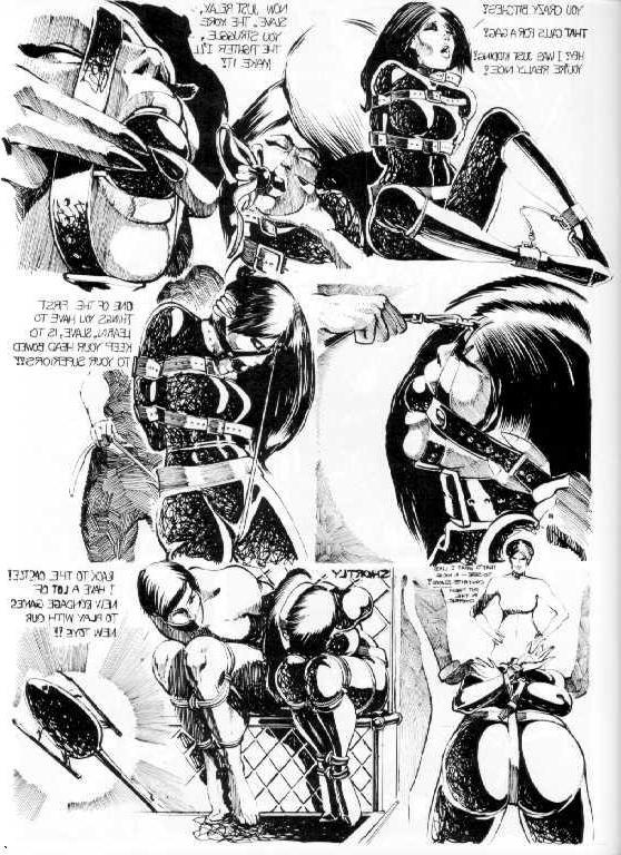 15P vintage female leather and rope bdsm art