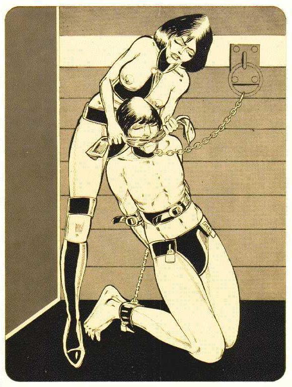 15P vintage female leather and rope bdsm art