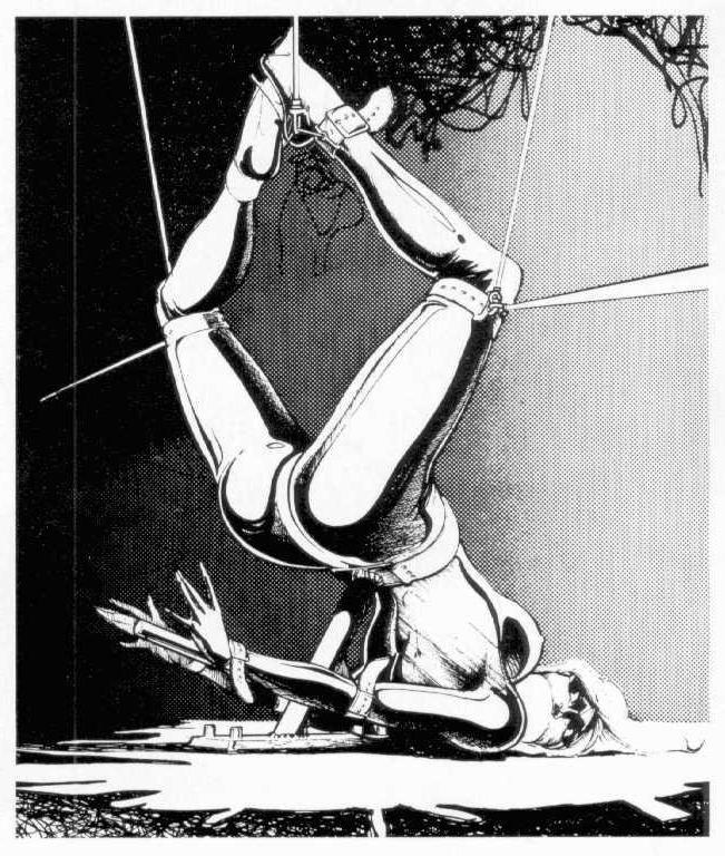15P vintage female leather and rope bdsm art