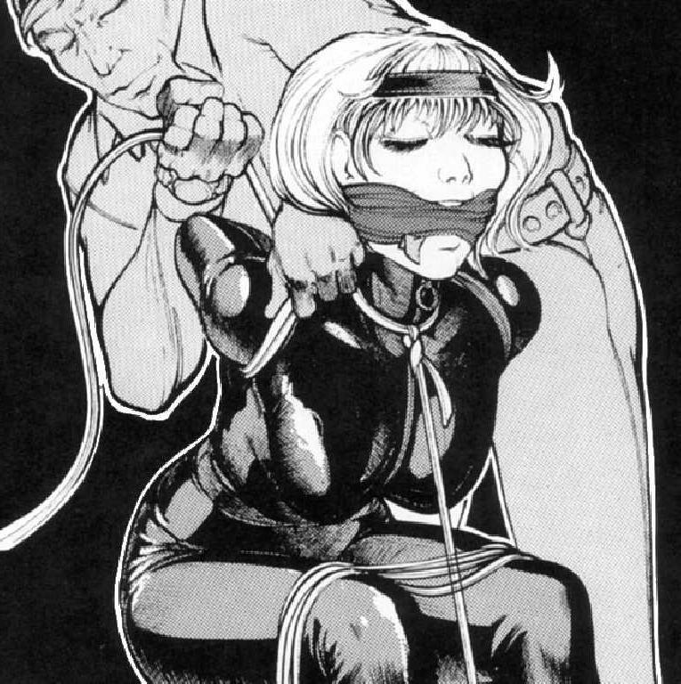 15P vintage female leather and rope bdsm art