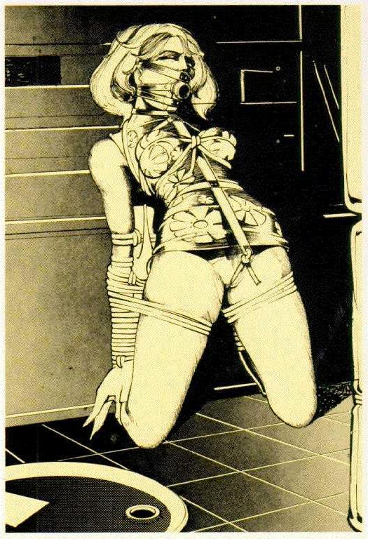 15P vintage female leather and rope bdsm art