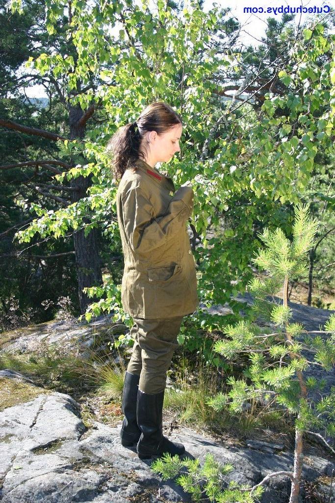 20P Sexy girl with big tits in a Russian army uniform
