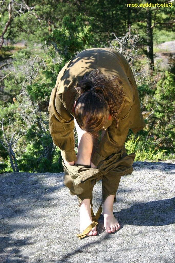 20P Sexy girl with big tits in a Russian army uniform