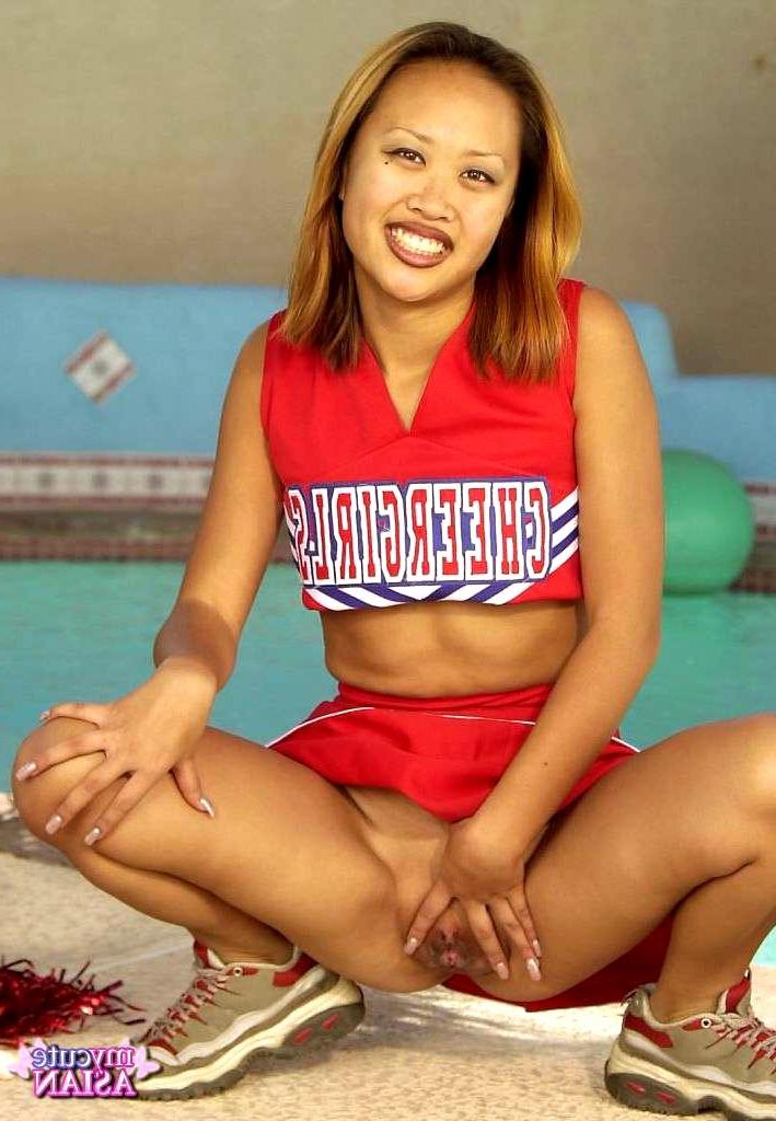 16P Asian cheerleader shows her tiny shaved pussy