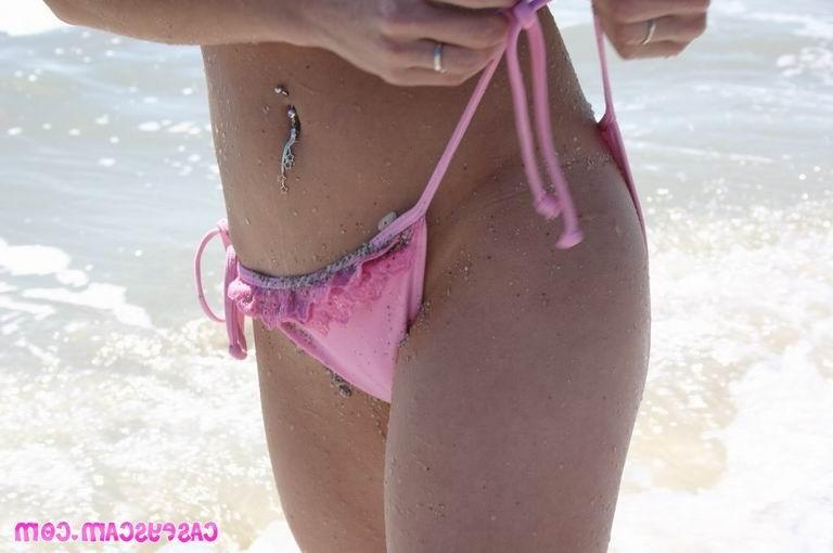 16P Cute asian teen posing in bikini at the beach