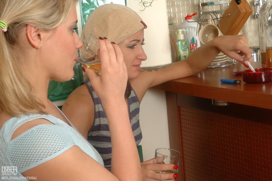 13P Nasty lesbian chicks kissing while pushing aside panties for a numbers game