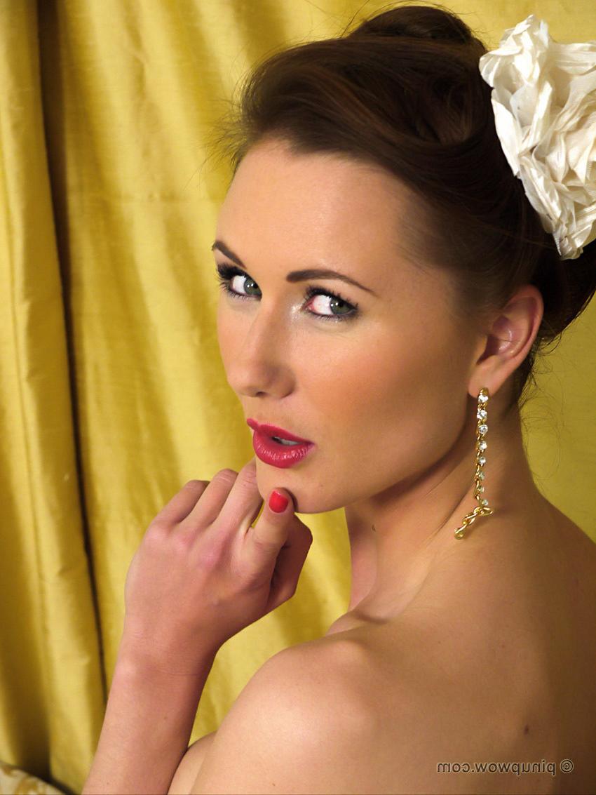17P Glamorous brunette strips from her figure hugging satin 