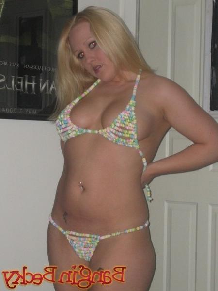 15P blonde bombshell Becky in her teeny tiny bikini