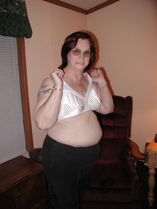 16P Old fat granny striping and spreading wide her large hairy twat