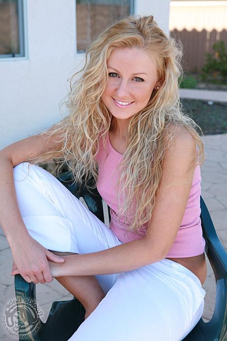16P Naughty curly haired blonde teen teasing outdoors