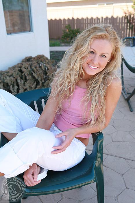 16P Naughty curly haired blonde teen teasing outdoors