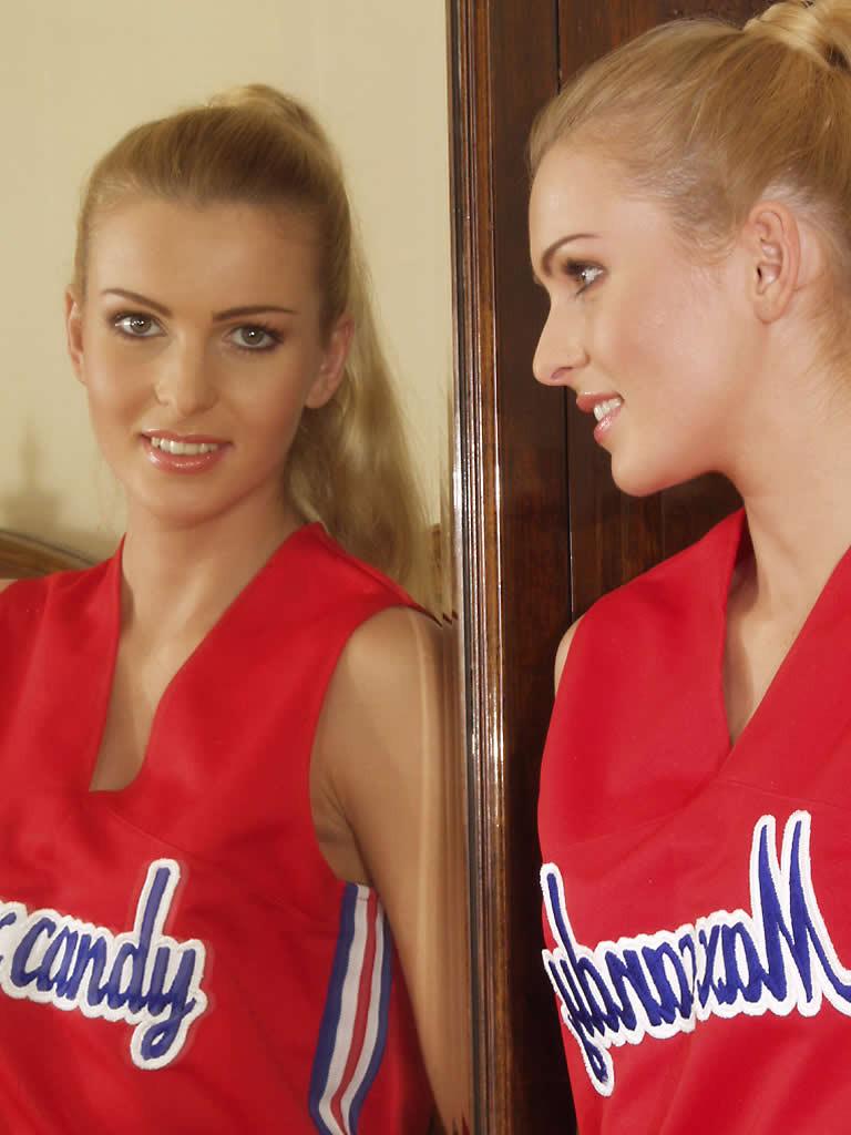 18P Naughty blonde teen cheerleader drops her uniform